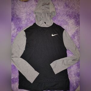Nike Black and Gray Hooded Tshirt